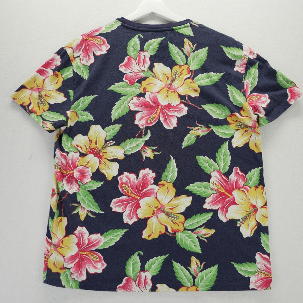 Polo Ralph Lauren Hibiscus Floral Pocket T-Shirt Mens Medium Navy Tropical‎ Pony - Picture 7 of 7